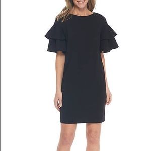 Calvin Klein Little Black Dress Ruffle Sleeves LBD